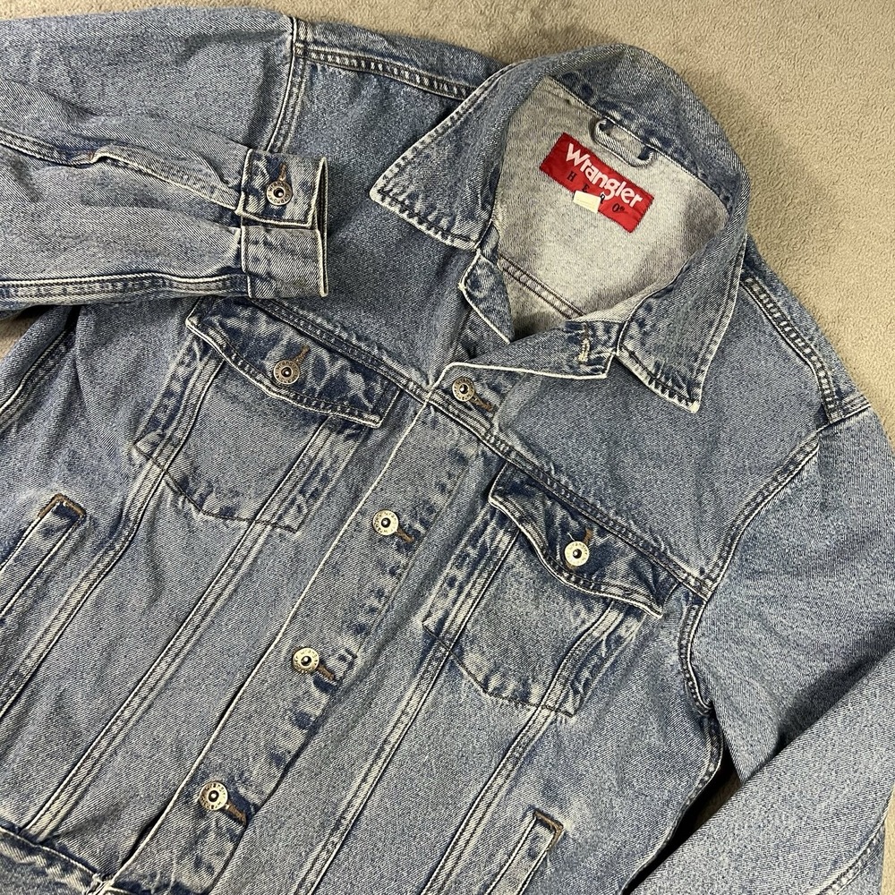 Vintage Wrangler Hero Denim Jacket Men's Medium Blue Jean Pockets Buttons